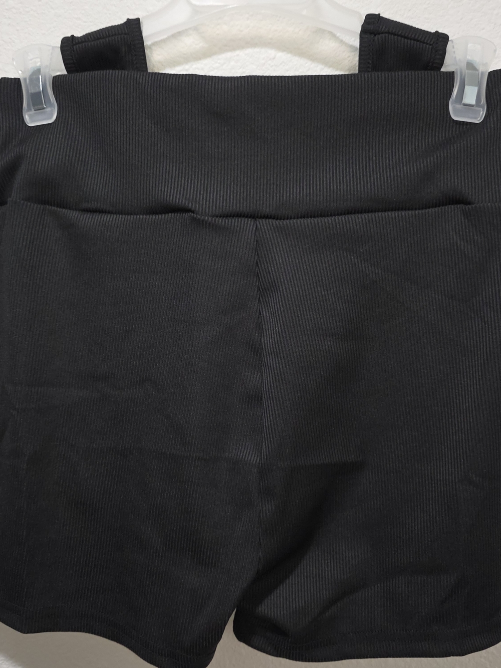 2 Pc Ribbed Sports Bralette & Short Set - Black Size M